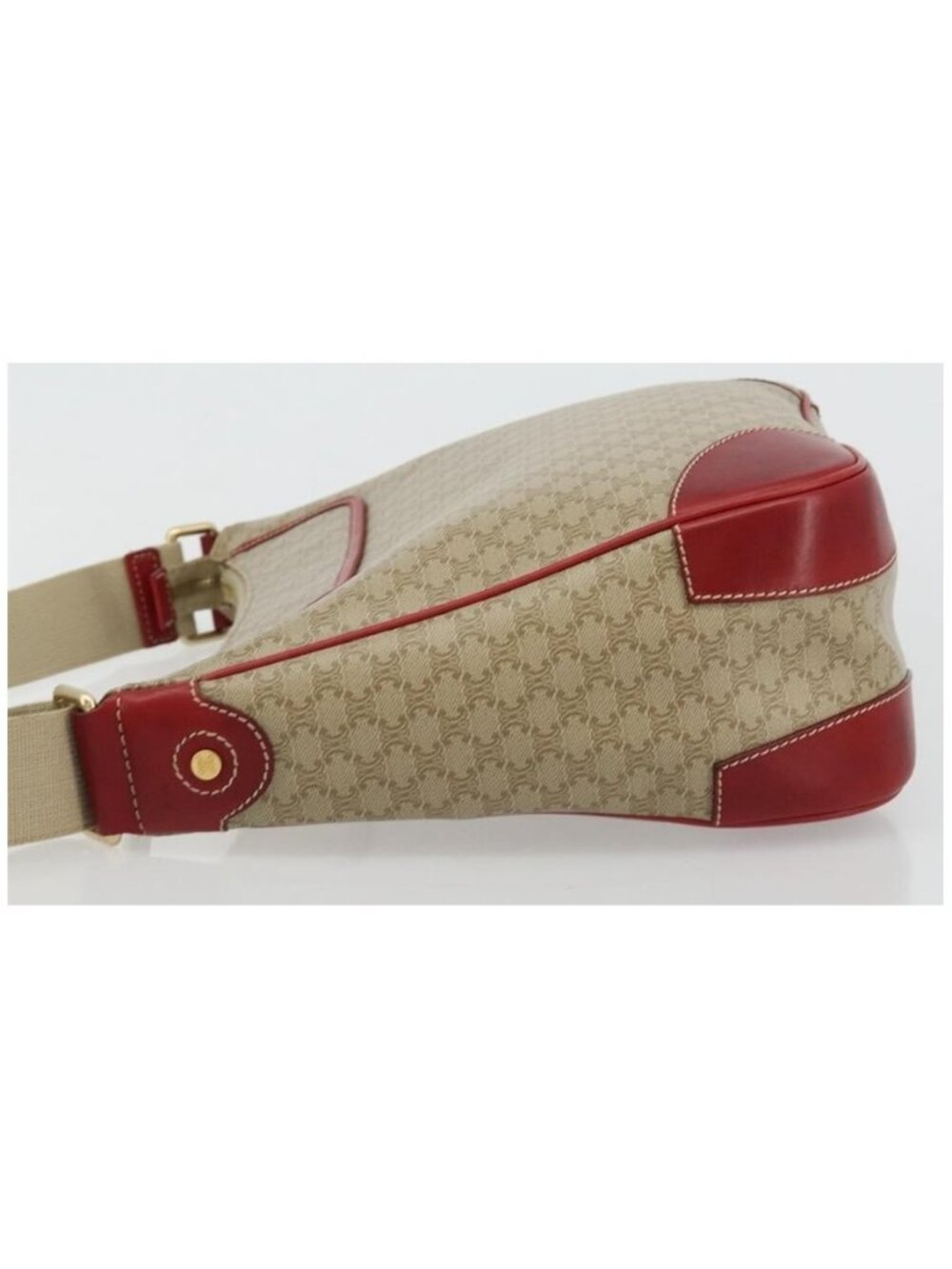 Authentic CELINE Macadam Canvas Shoulder Bag PVC Leather Beige Gold - Picture 8 of 16
